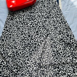 Leopard Print Black and White Skirt
